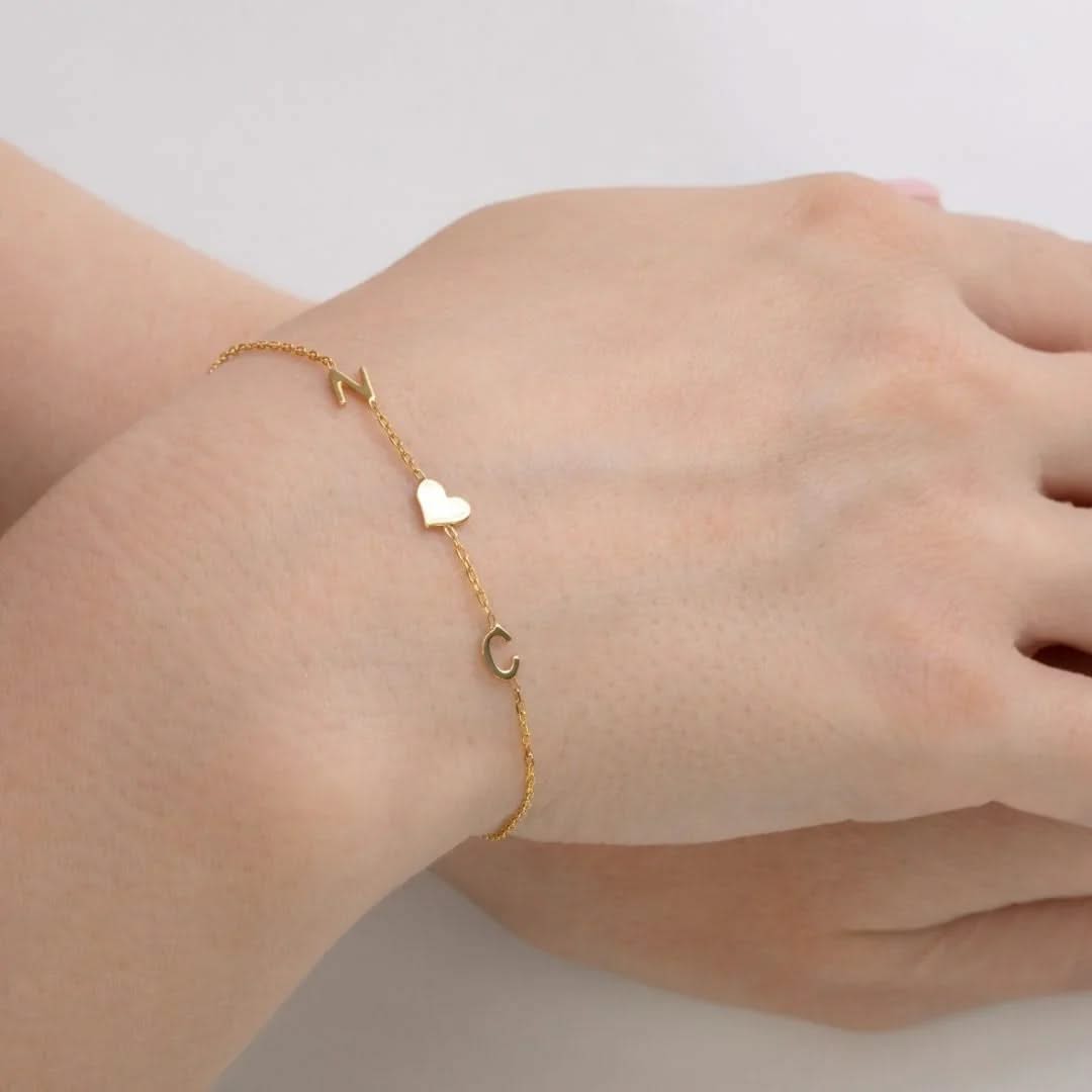 Personalized bracelet with side initials
