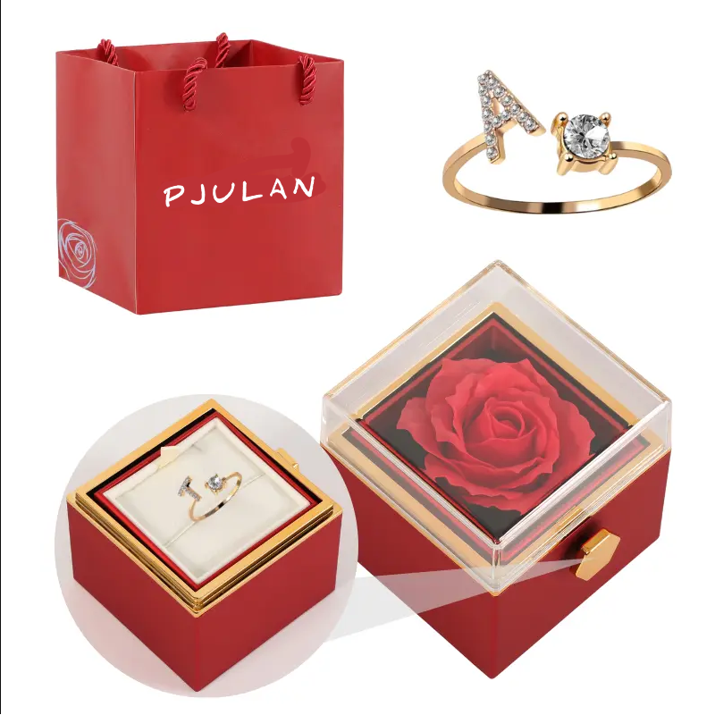 Coffret Rose Éternelle with Bague Initiale