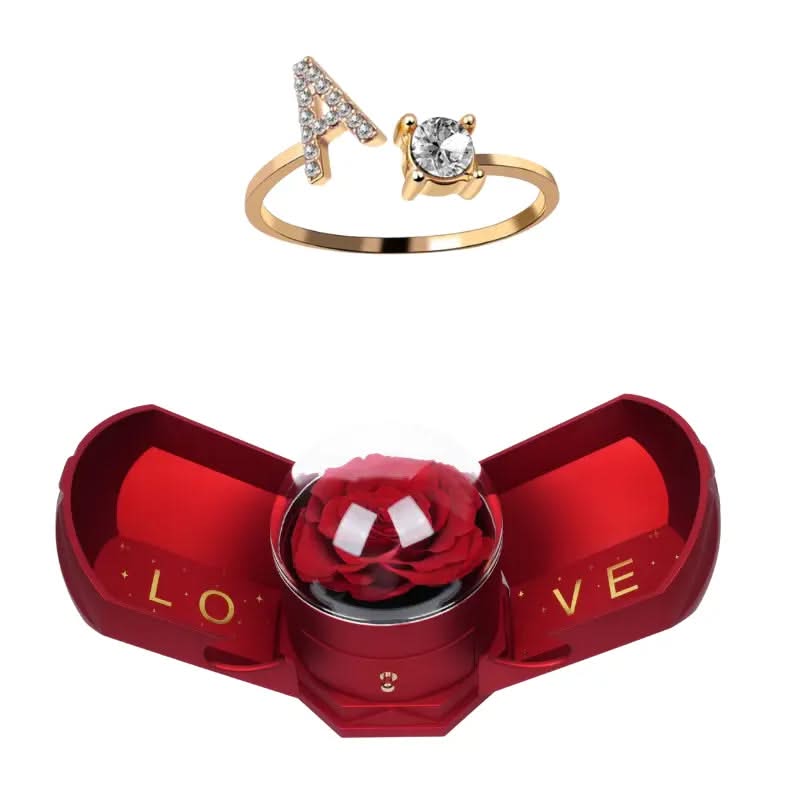 Coffret Harmonie Rose Éternelle with Initial Bague