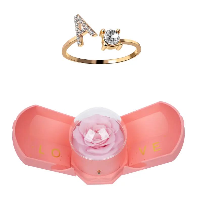 Coffret Harmonie Rose Éternelle with Initial Bague
